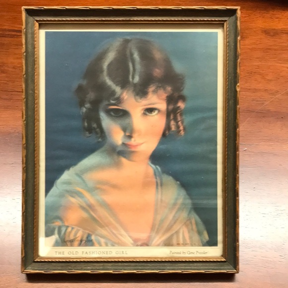 Antique Art Deco Frame With Signed Print by Gene Pressler 1922 - Picture 1 of 8